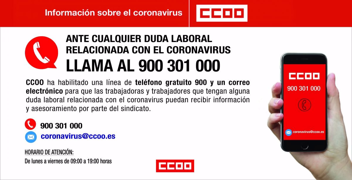 Teléfono gratuito de atención laboral por la crisis del coronavirus